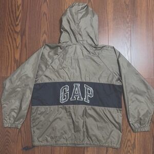 Gap Anorak Windbreaker Men S Olive Green Navy Blue Good Vintage Half Zip Hood